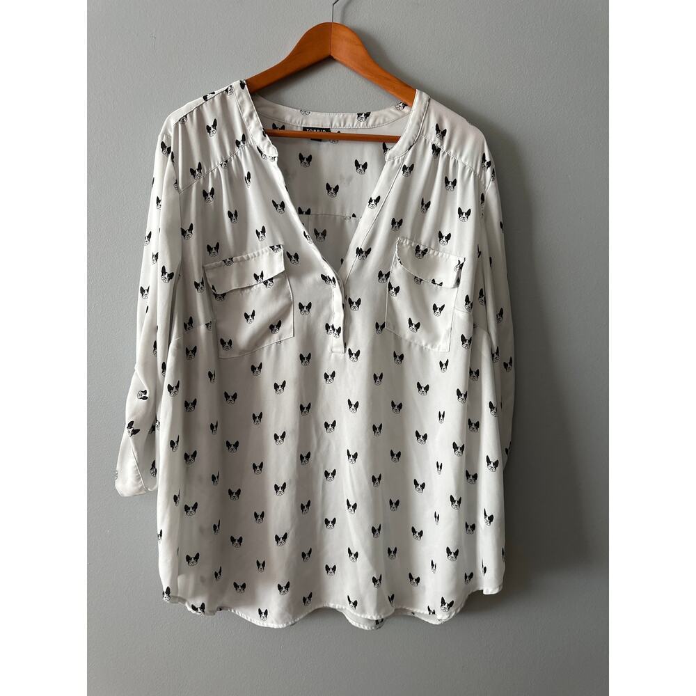 torrid White Blouse with Black Dog Print